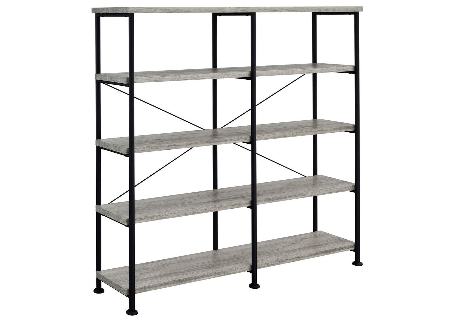Analiese 63-inch 4-shelf Double Bookshelf Grey Driftwood