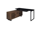 801861 Maddox 60-inch L-Shape Office Computer Desk Black and Walnut