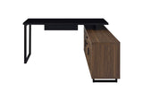 801861 Maddox 60-inch L-Shape Office Computer Desk Black and Walnut