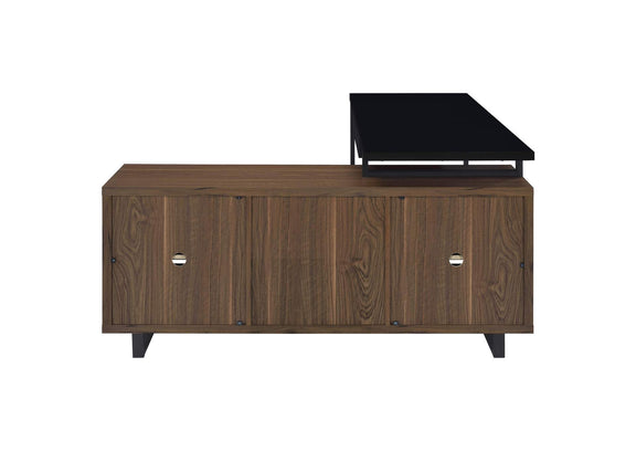 801861 Maddox 60-inch L-Shape Office Computer Desk Black and Walnut