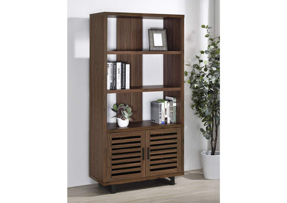 801863 Maddox 71-inch 3-shelf Cabinet Bookcase Walnut