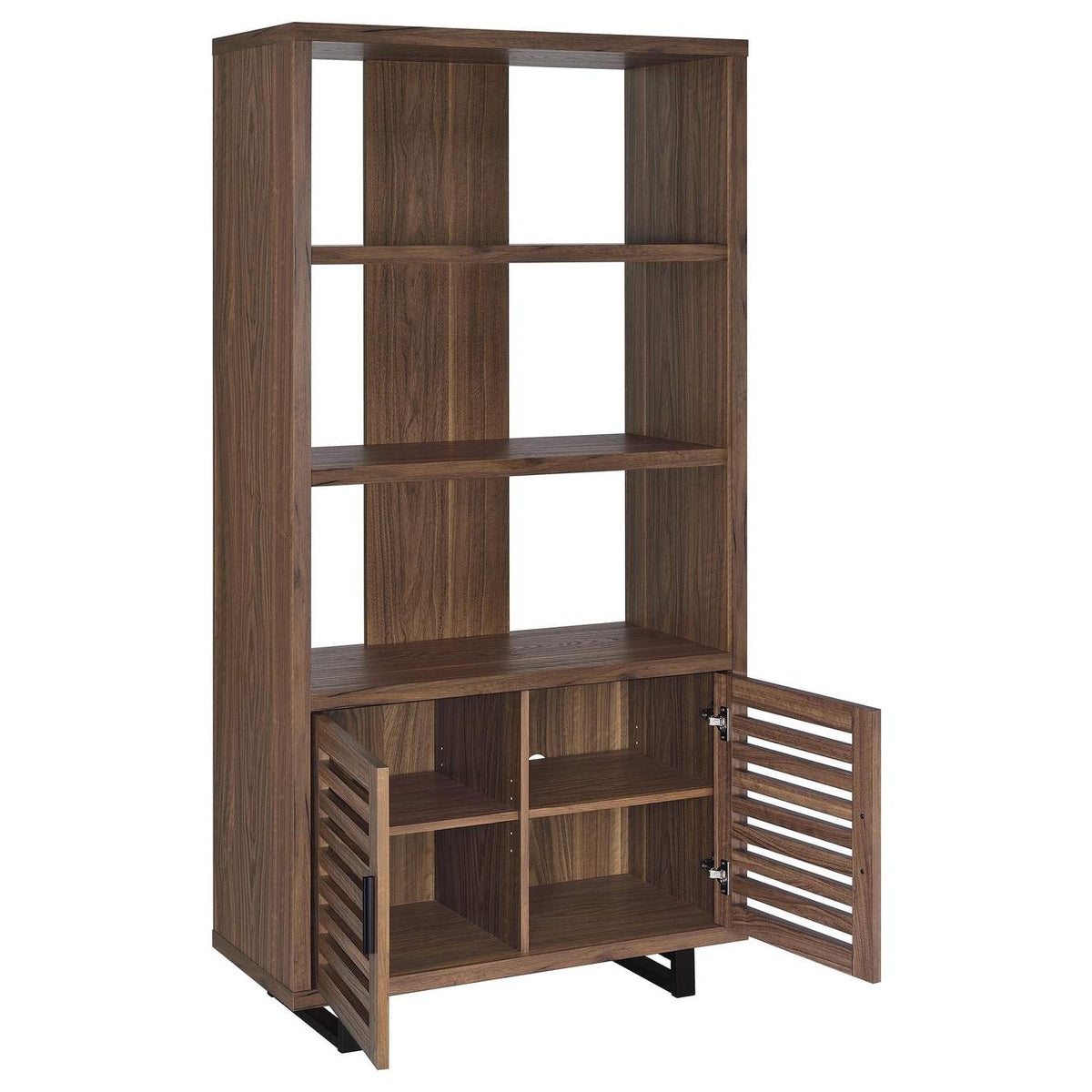 801863 Maddox 71-inch 3-shelf Cabinet Bookcase Walnut