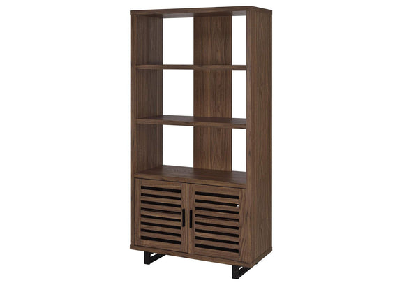 801863 Maddox 71-inch 3-shelf Cabinet Bookcase Walnut