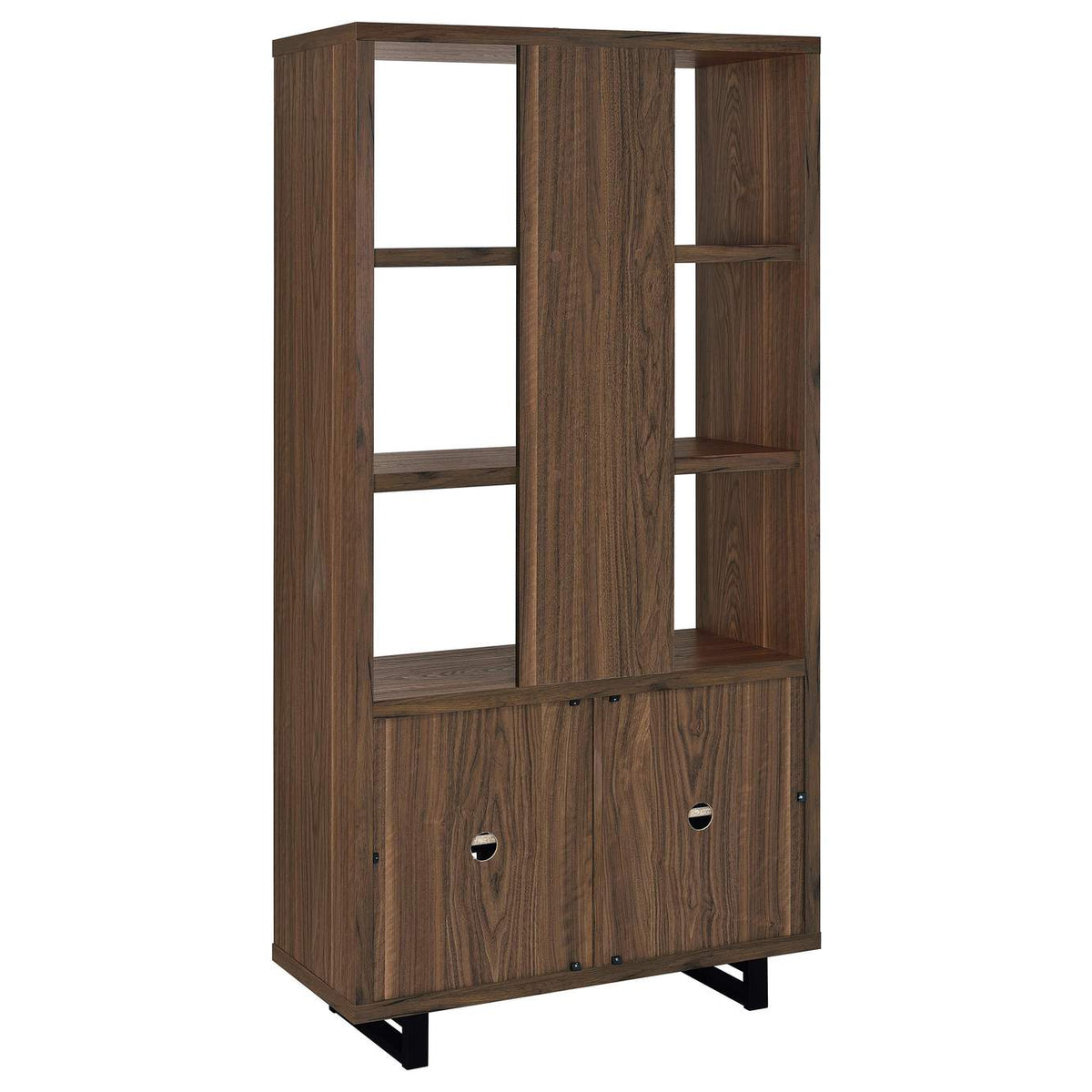 801863 Maddox 71-inch 3-shelf Cabinet Bookcase Walnut