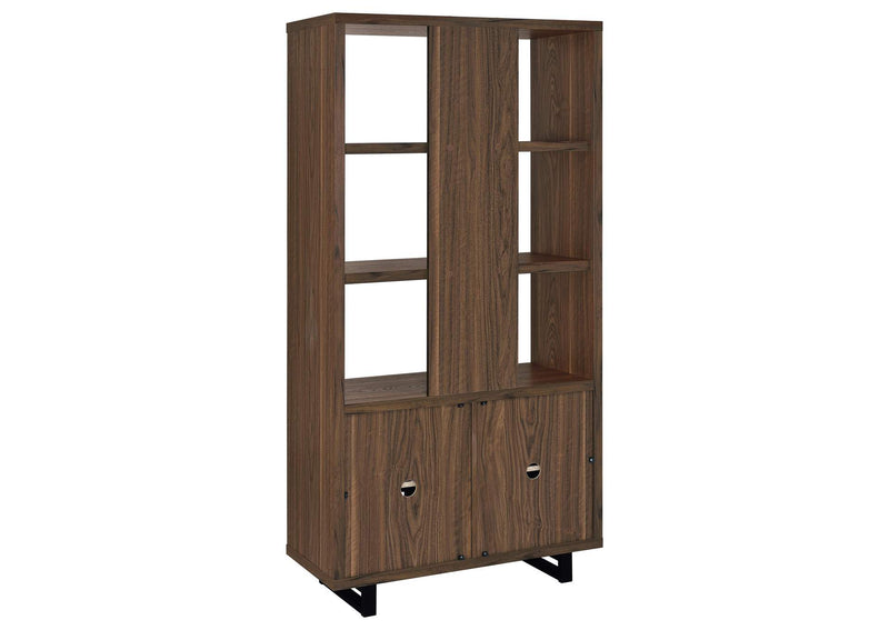 801863 Maddox 71-inch 3-shelf Cabinet Bookcase Walnut
