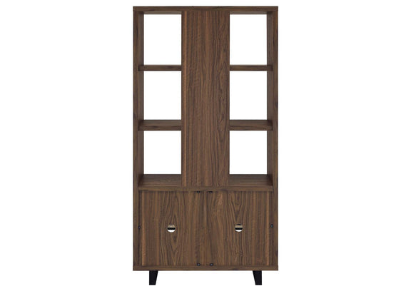 801863 Maddox 71-inch 3-shelf Cabinet Bookcase Walnut