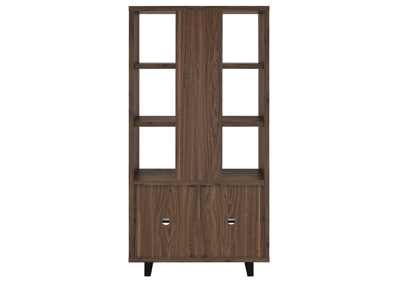 801863 Maddox 71-inch 3-shelf Cabinet Bookcase Walnut