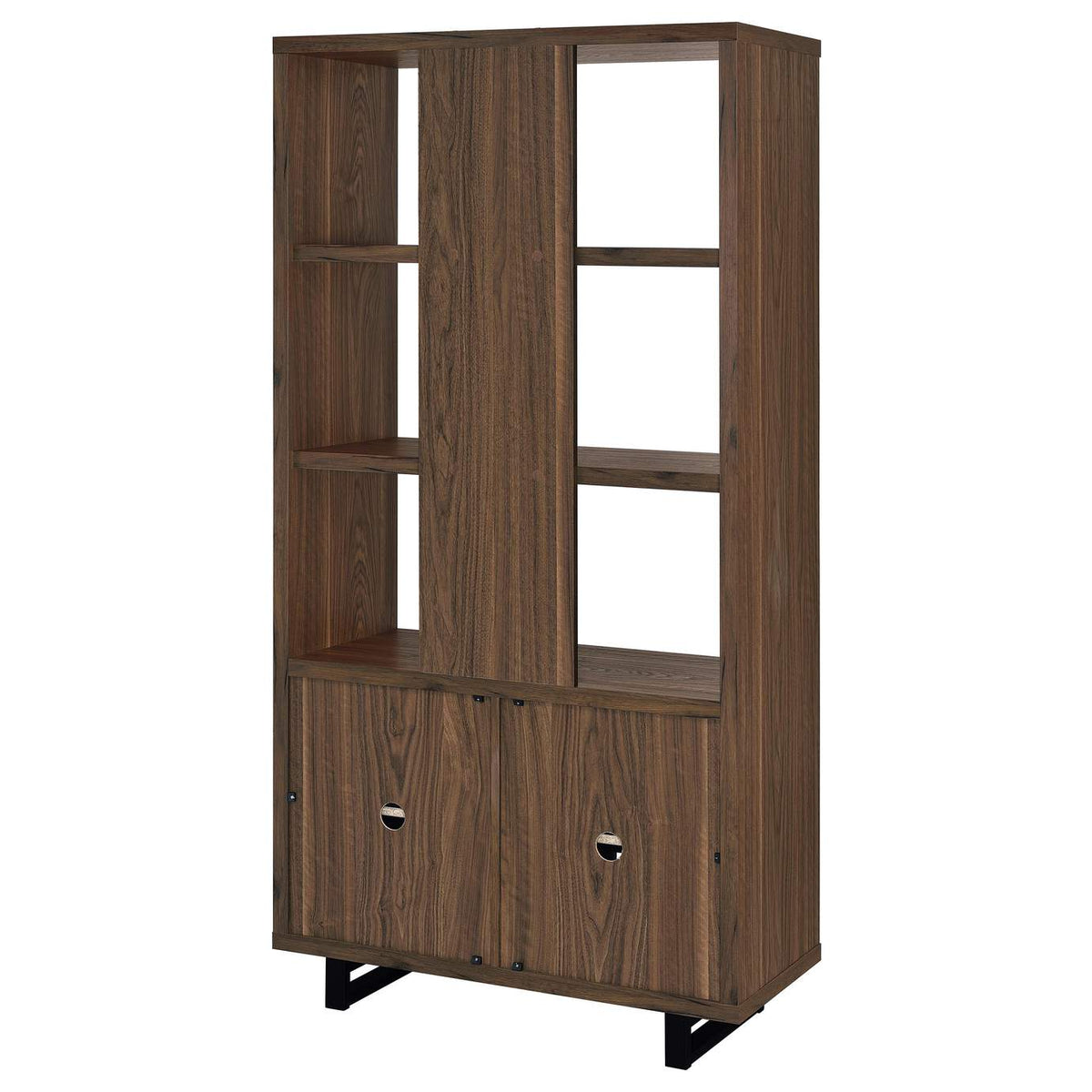 801863 Maddox 71-inch 3-shelf Cabinet Bookcase Walnut