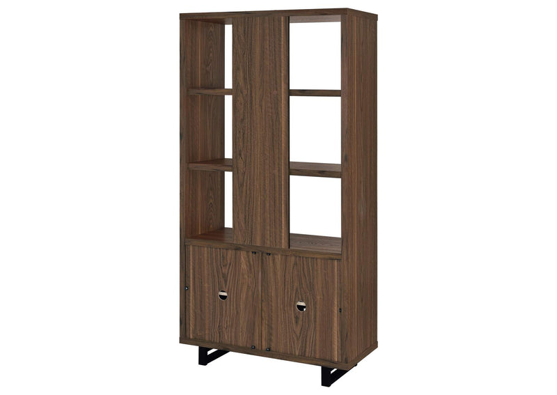 801863 Maddox 71-inch 3-shelf Cabinet Bookcase Walnut