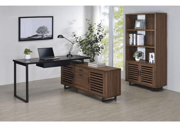 801863 Maddox 71-inch 3-shelf Cabinet Bookcase Walnut