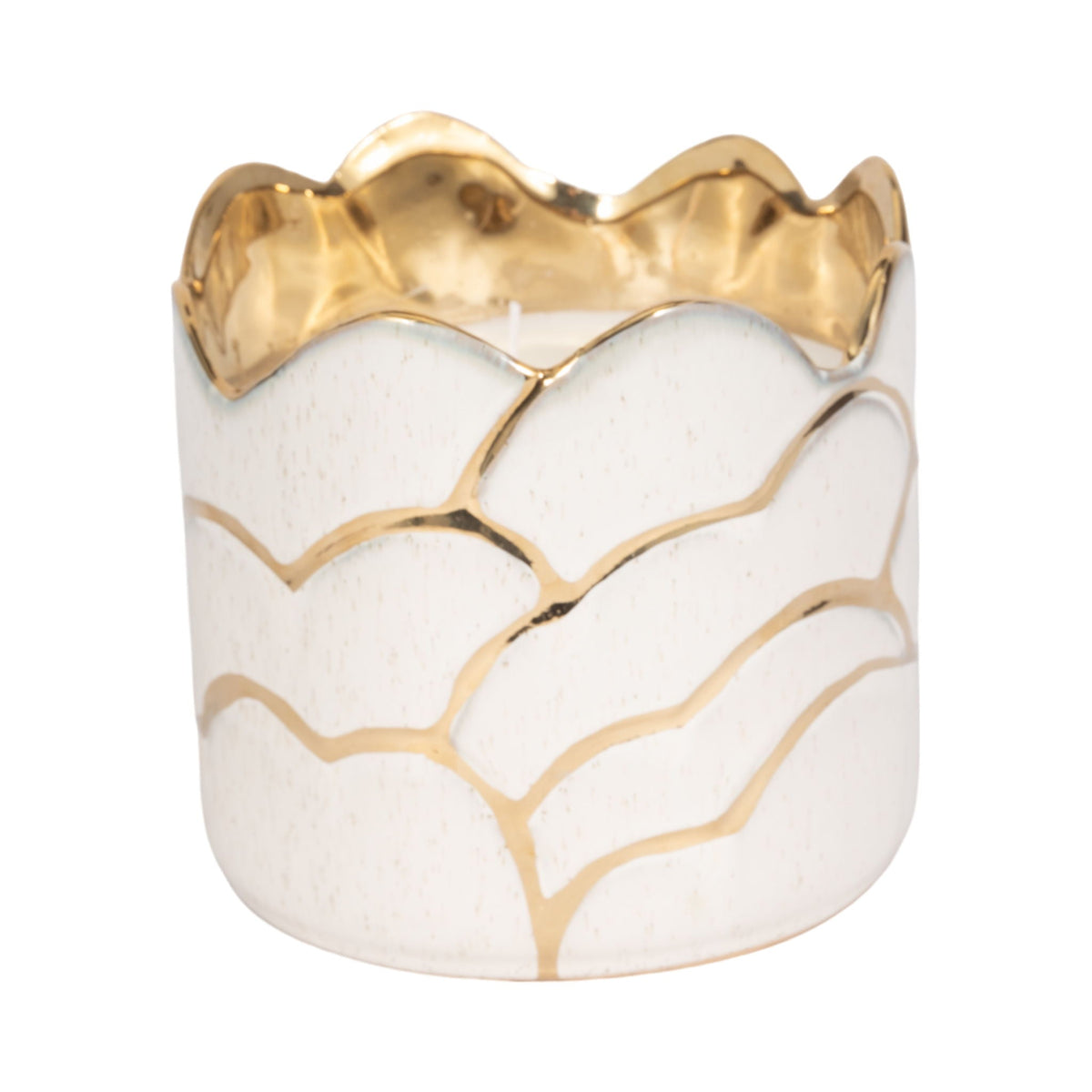 7" 42 Oz Tobacco Clouds Candle - Ivory/Gold