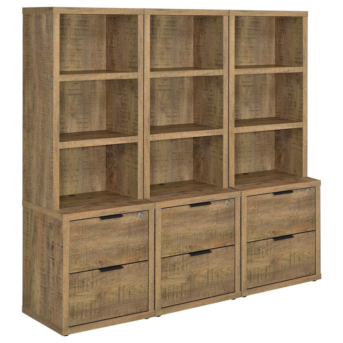 802693-S3 Westpark 3-piece Wall Unit Bookcase Set with USB Mango