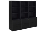 802703-S3 Westpark 3-piece Wall Unit Bookcase Set with USB Black