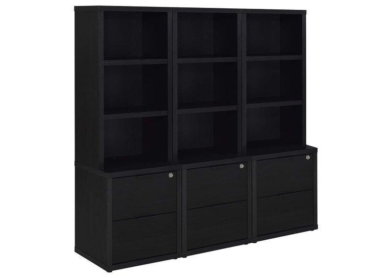 802703-S3 Westpark 3-piece Wall Unit Bookcase Set with USB Black