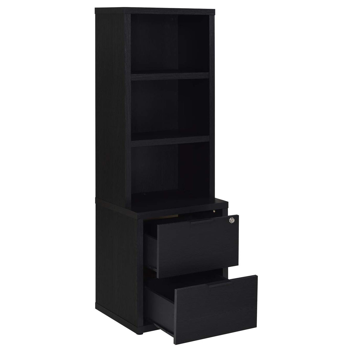 802703-S3 Westpark 3-piece Wall Unit Bookcase Set with USB Black