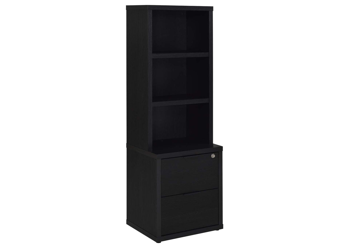 802703 Westpark 3-shelf Bookcase USB and Lockable Drawer Black