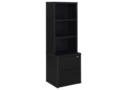 802703 Westpark 3-shelf Bookcase USB and Lockable Drawer Black