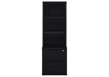 802703 Westpark 3-shelf Bookcase USB and Lockable Drawer Black