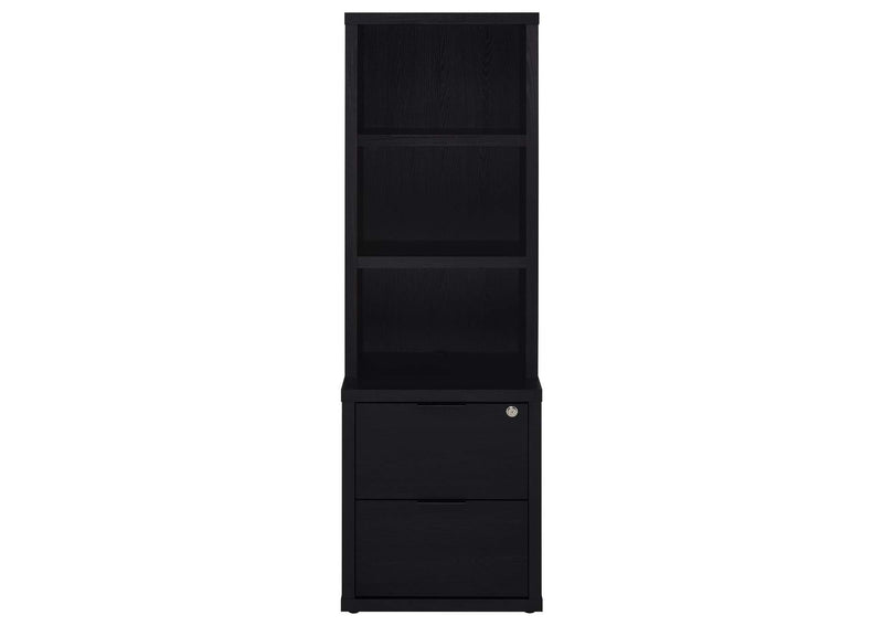 802703 Westpark 3-shelf Bookcase USB and Lockable Drawer Black