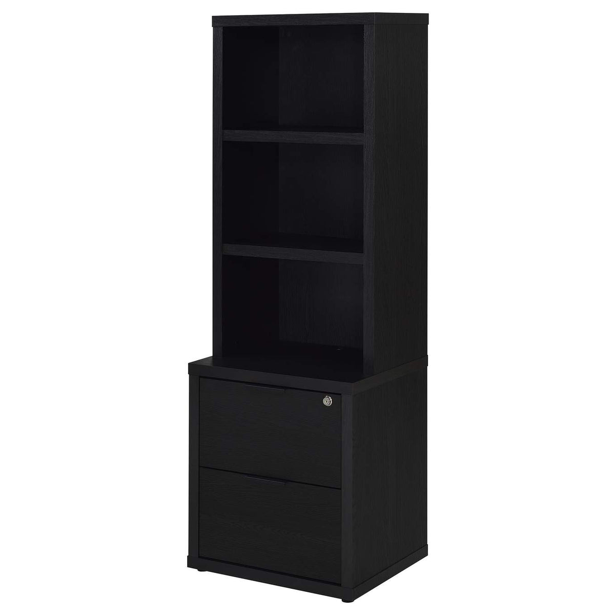 802703 Westpark 3-shelf Bookcase USB and Lockable Drawer Black