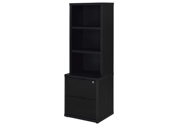 802703 Westpark 3-shelf Bookcase USB and Lockable Drawer Black