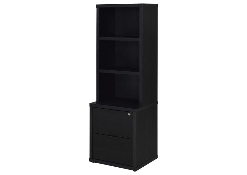 802703 Westpark 3-shelf Bookcase USB and Lockable Drawer Black
