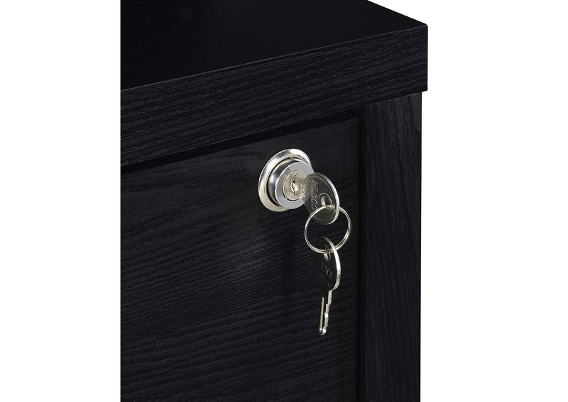 802703 Westpark 3-shelf Bookcase USB and Lockable Drawer Black