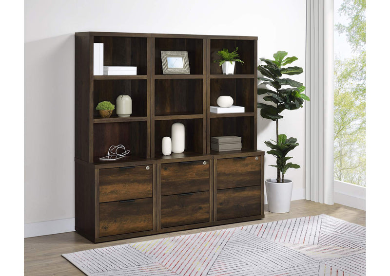 802713-S3 Westpark 3-piece Wall Unit Bookcase Set with USB Dark Pine