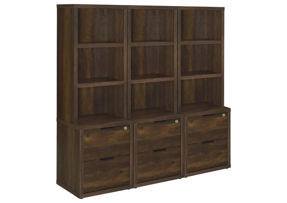 802713-S3 Westpark 3-piece Wall Unit Bookcase Set with USB Dark Pine