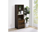 802713 Westpark 3-shelf Bookcase USB and Lockable Drawer Dark Pine