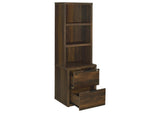 802713 Westpark 3-shelf Bookcase USB and Lockable Drawer Dark Pine