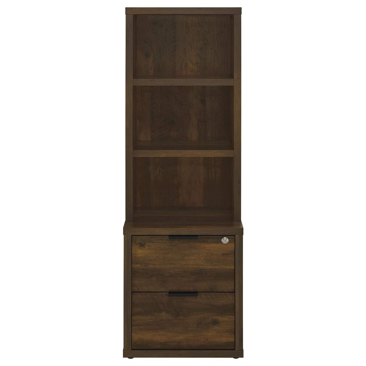 802713 Westpark 3-shelf Bookcase USB and Lockable Drawer Dark Pine