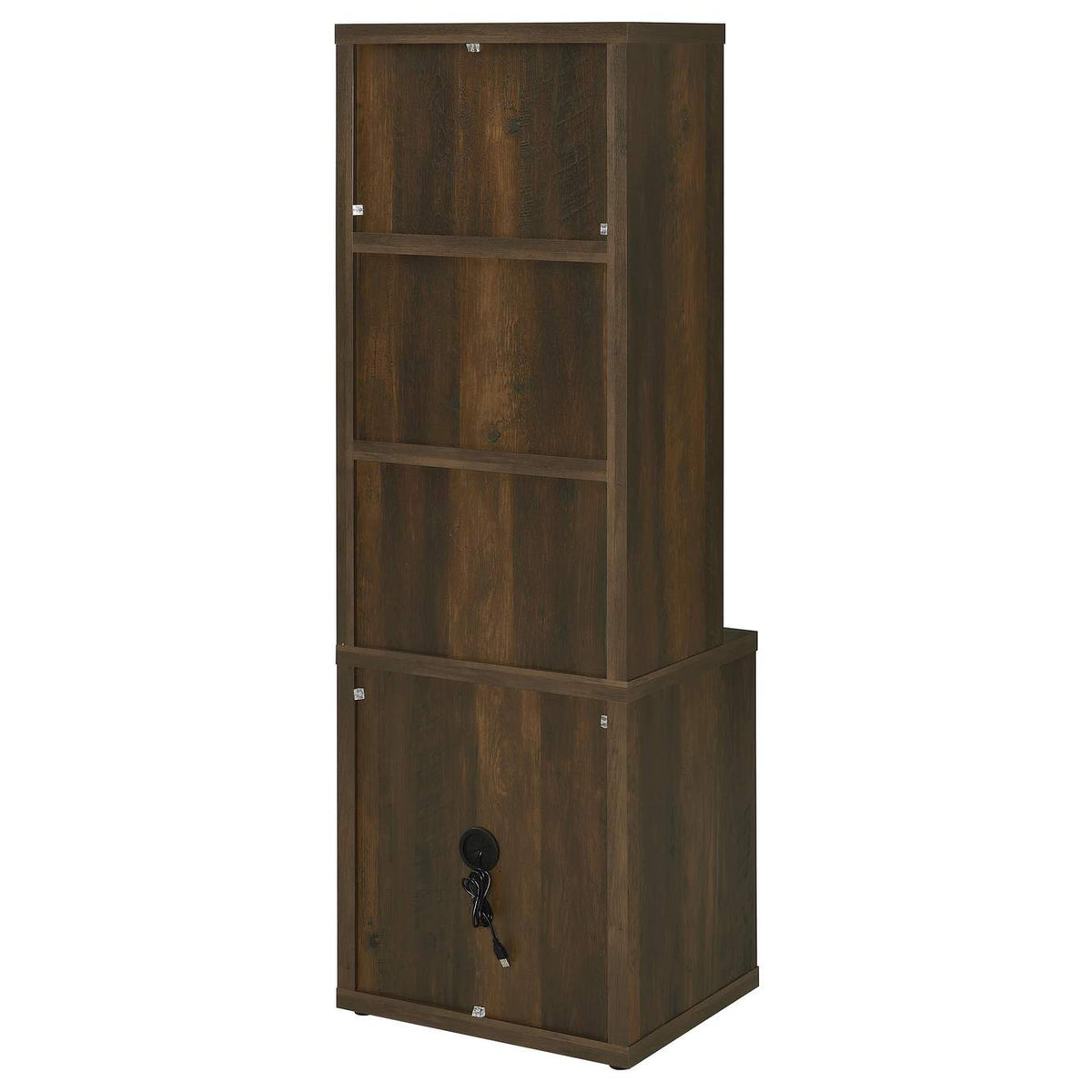 802713 Westpark 3-shelf Bookcase USB and Lockable Drawer Dark Pine