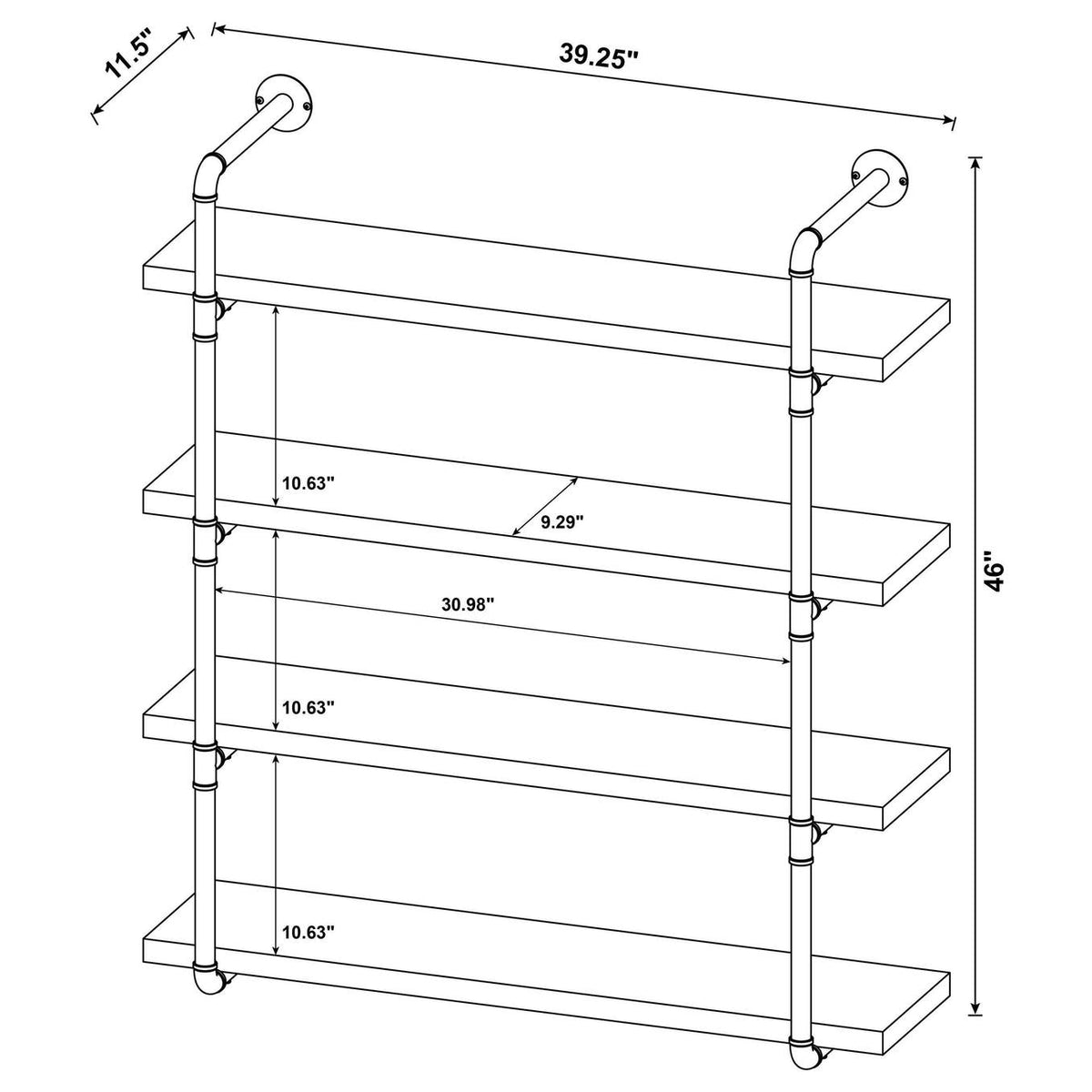 804417 Elmcrest 39-inch 4-shelf Wall Bookshelf Rustic Oak