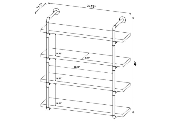 804417 Elmcrest 39-inch 4-shelf Wall Bookshelf Rustic Oak