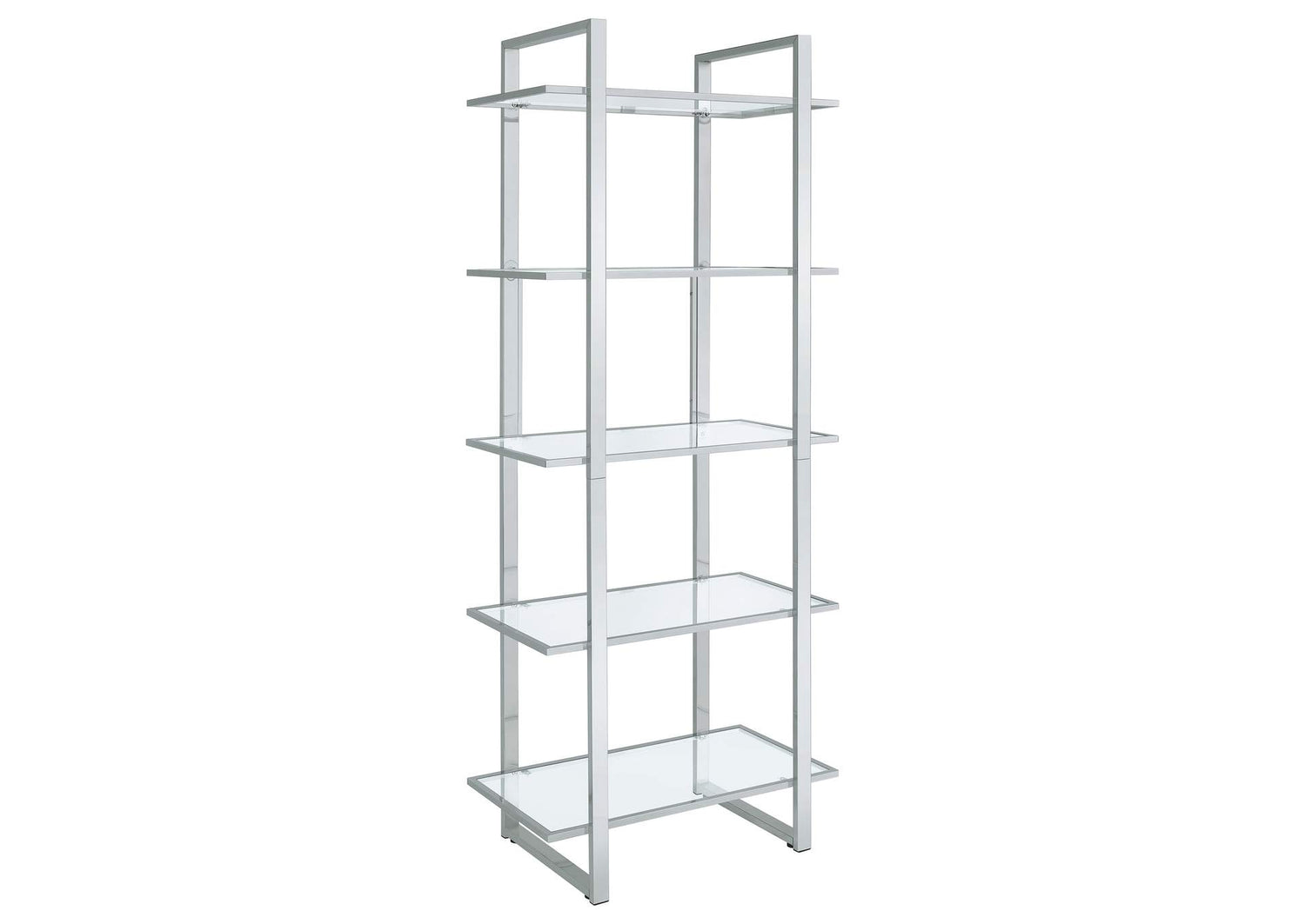 Hartford 79-inch 5-shelf Glass Bookshelf Chrome