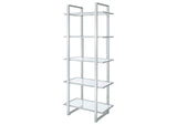 805538 Hartford 79-inch 5-shelf Glass Bookshelf Chrome
