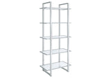 805538 Hartford 79-inch 5-shelf Glass Bookshelf Chrome