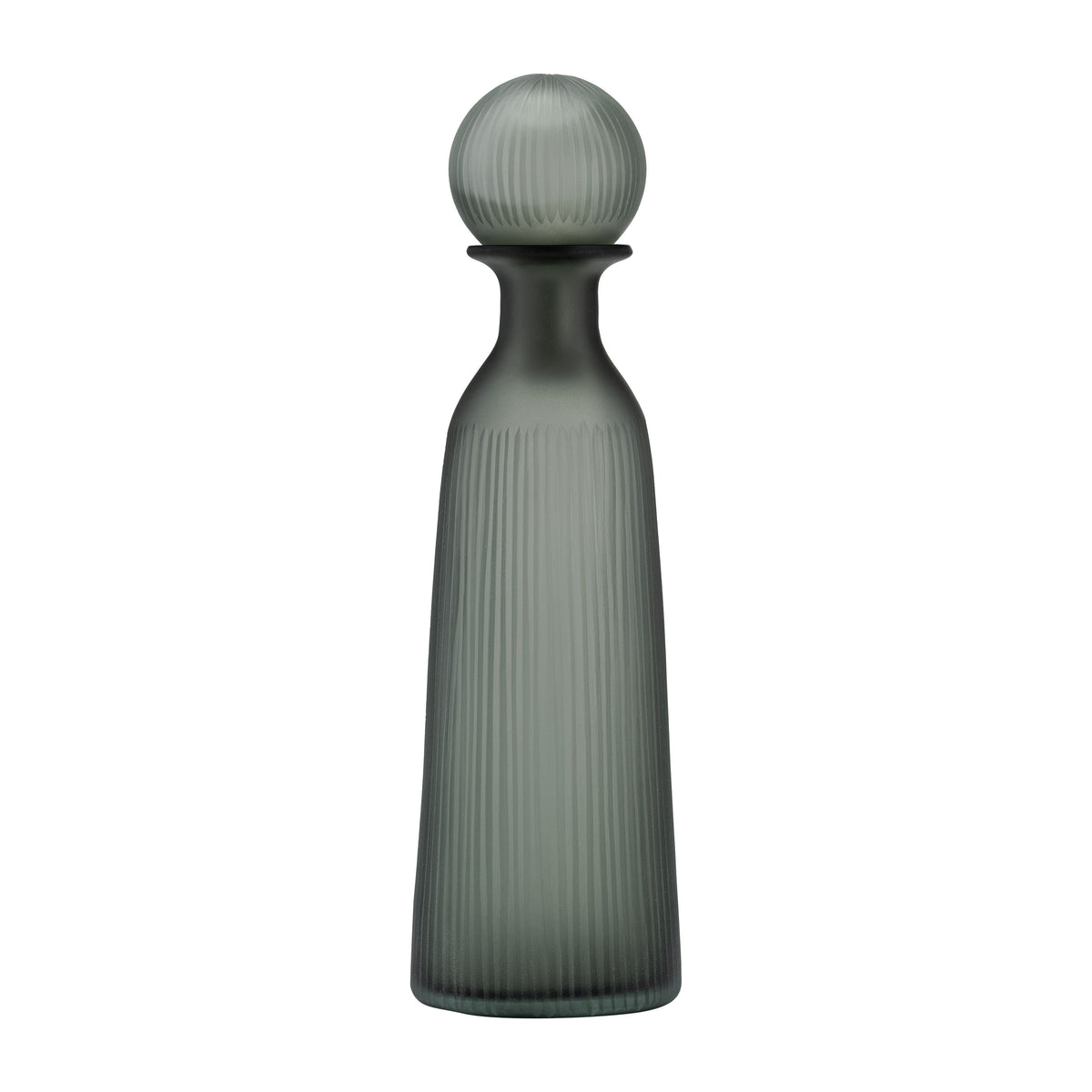 Glass Vase With Lid 17" - Green / Smoke