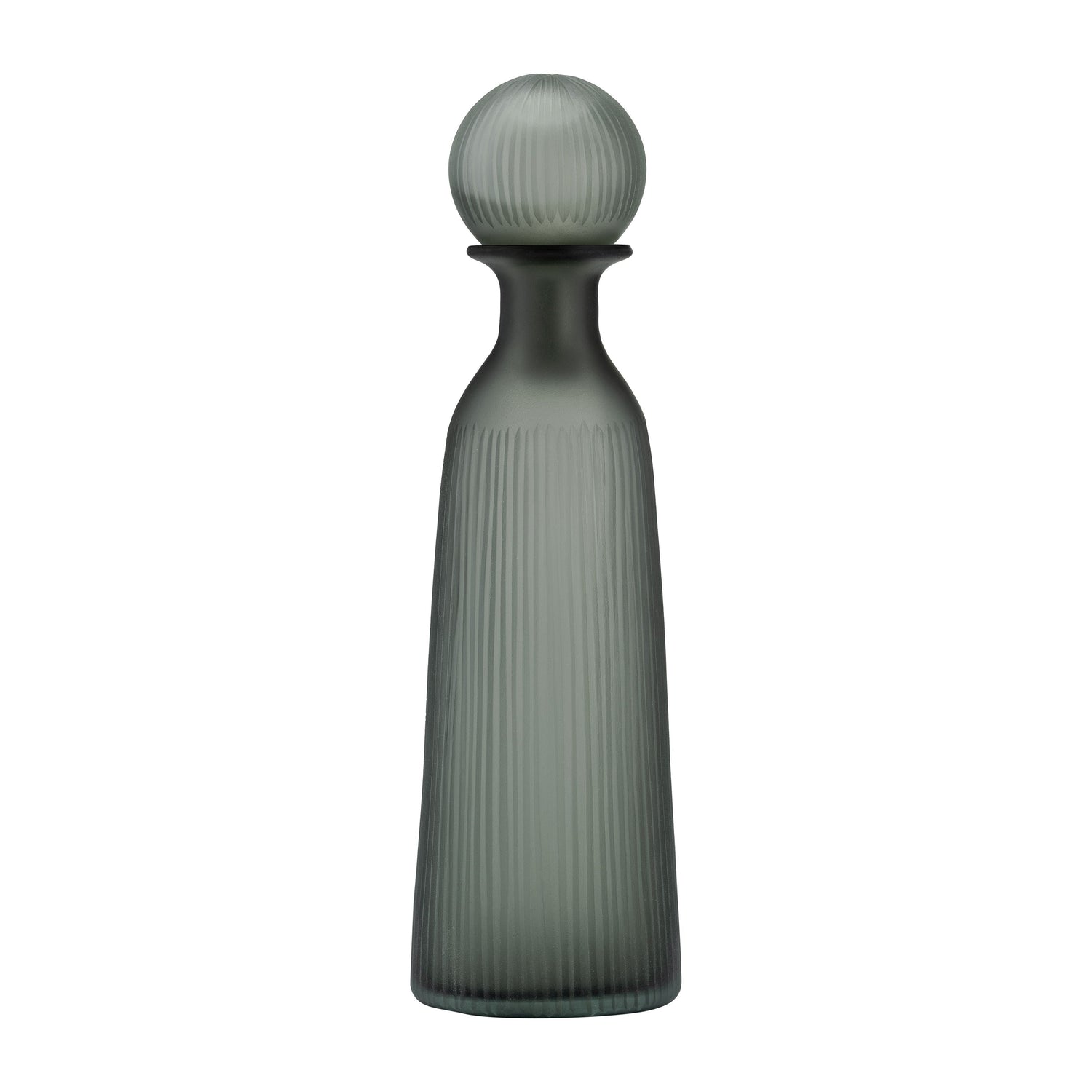 Glass Vase With Lid 17" - Green / Smoke