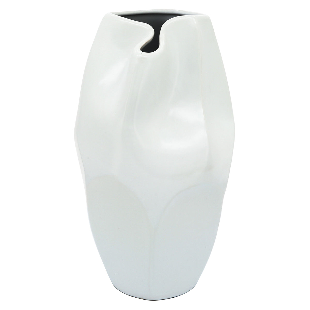 Ceramic 14" Abstract Vase - White