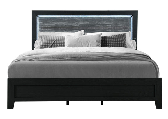REID-BLACK-QB_W_LED-N REID BLACK QUEEN BED WITH LED