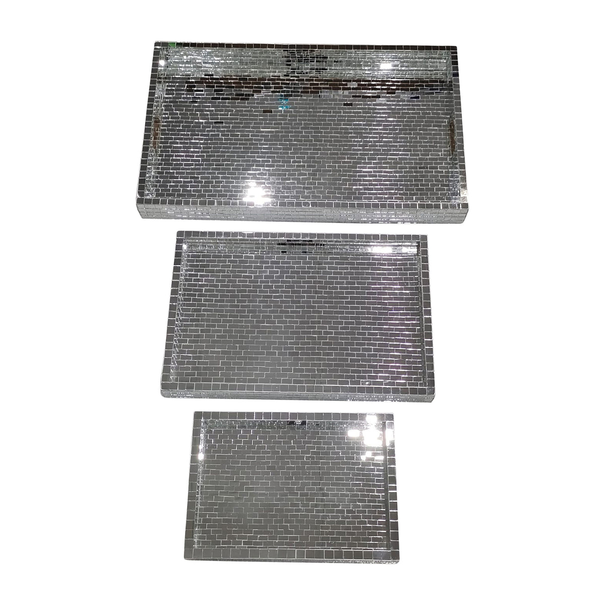 13" / 18" / 24" Mosaic Trays (Set of 3) - Silver