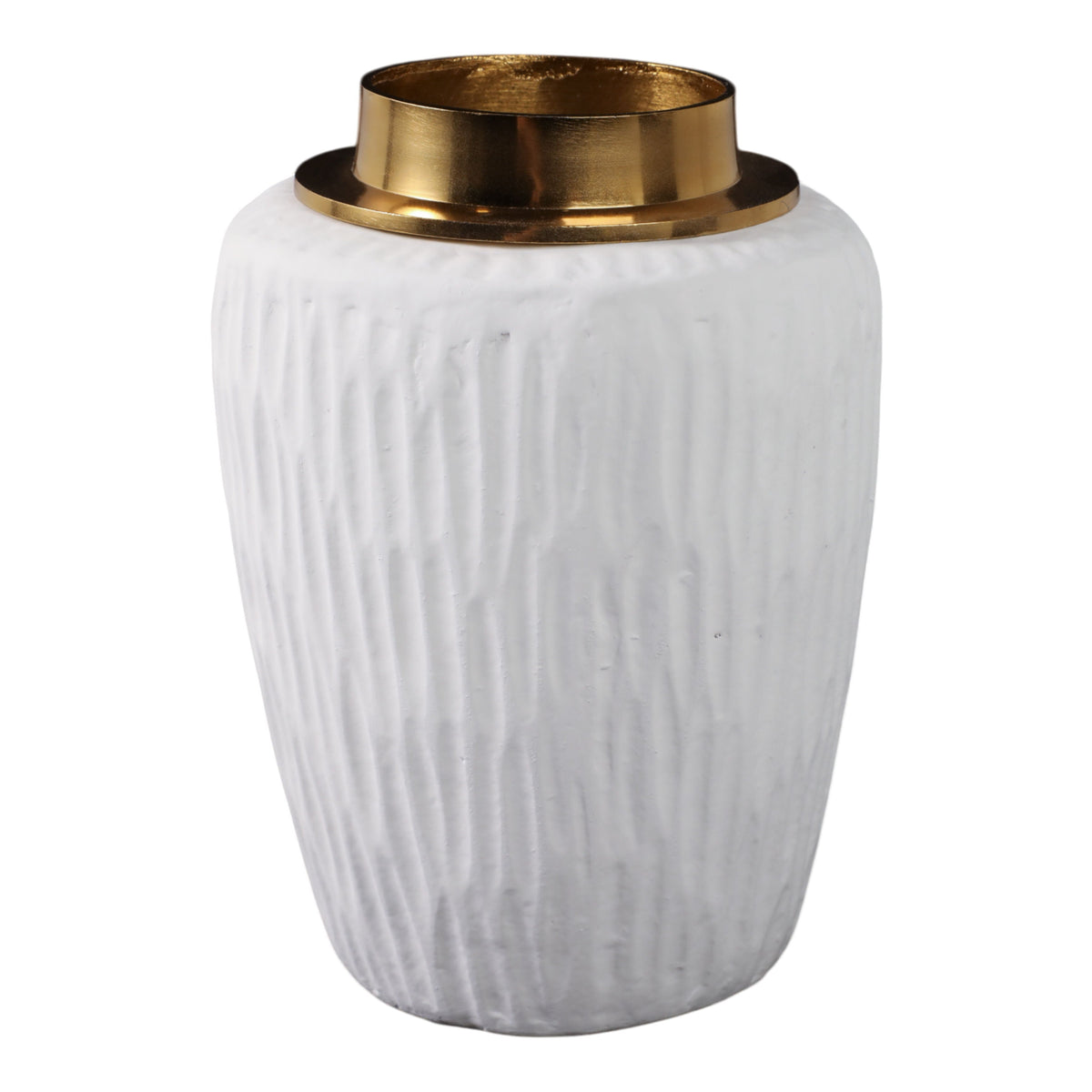 Zurich Medium Ecomix And Metal Vase - White / Gold