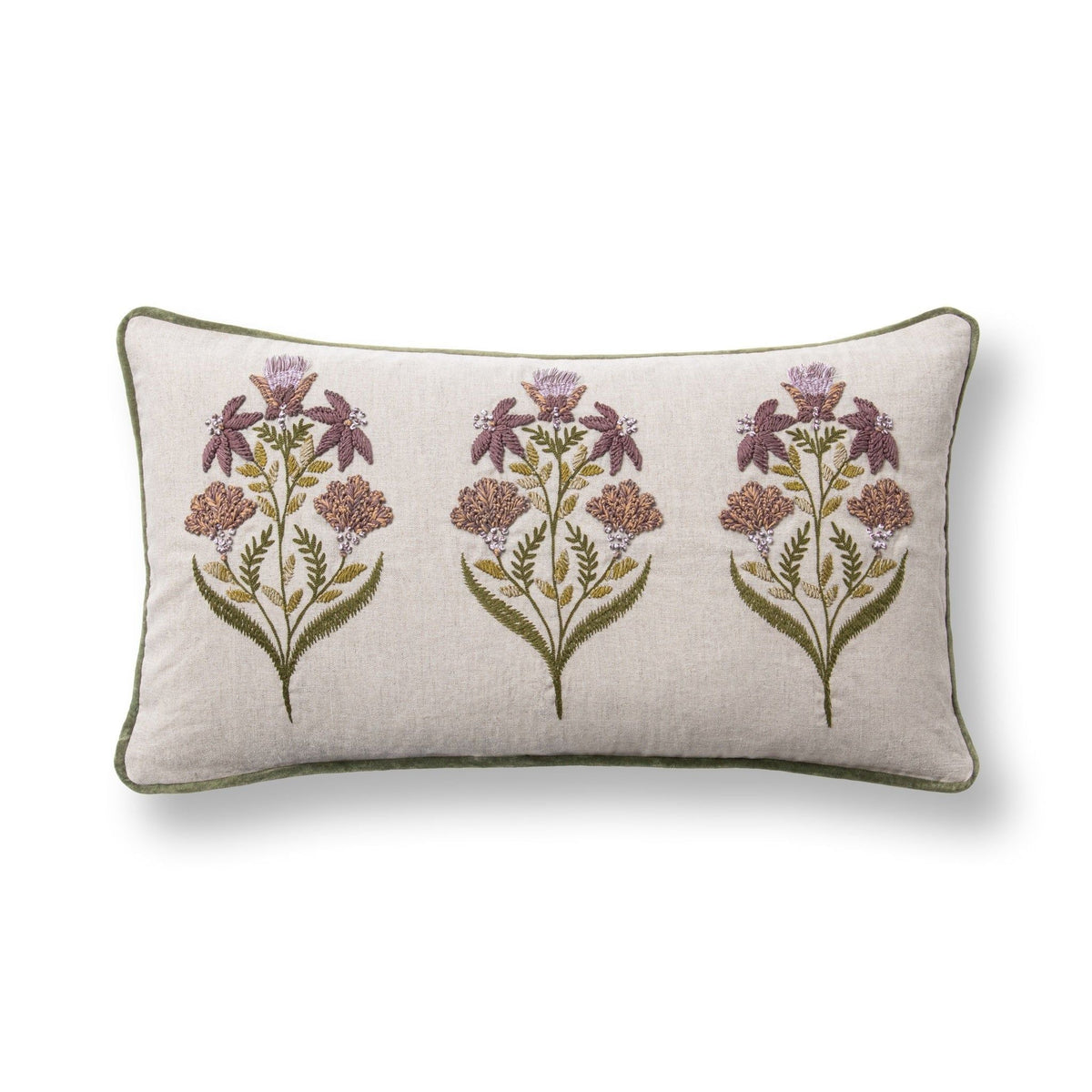 TD Belcourt 14" x 26" Pillow - Floral Multi / Olive Green