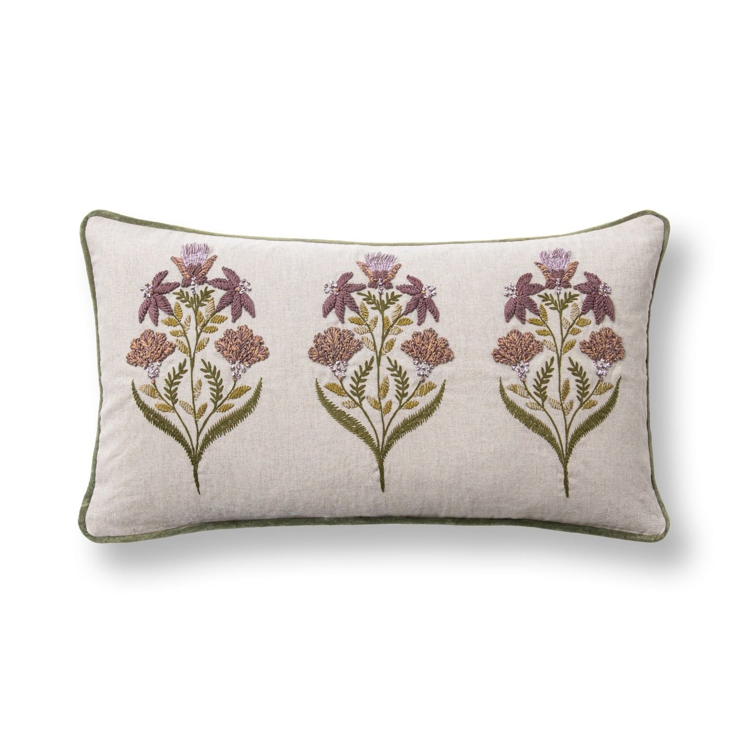 TD Belcourt 14" x 26" Pillow - Floral Multi / Olive Green