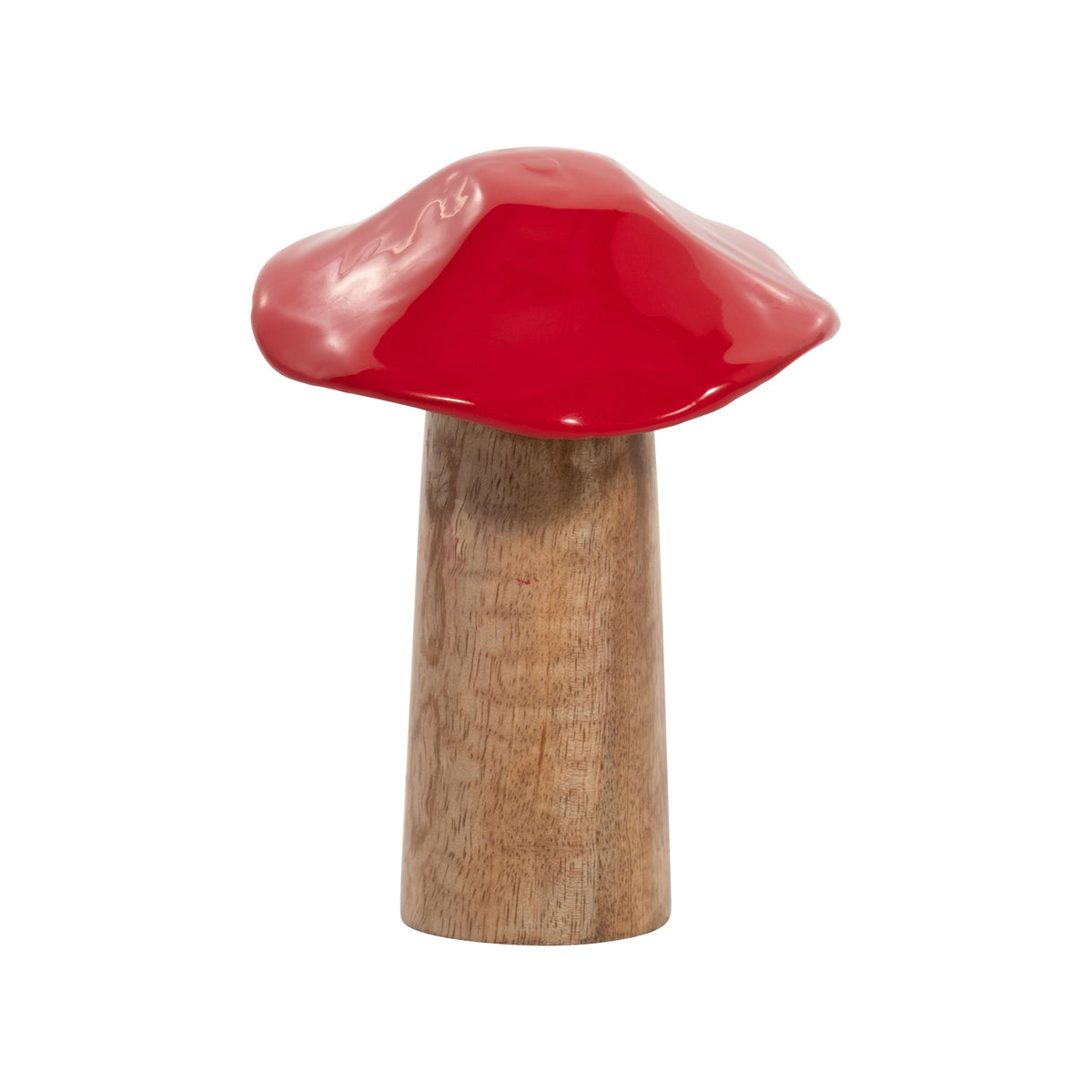 Wood 6" Toadstool Mushroom - Red