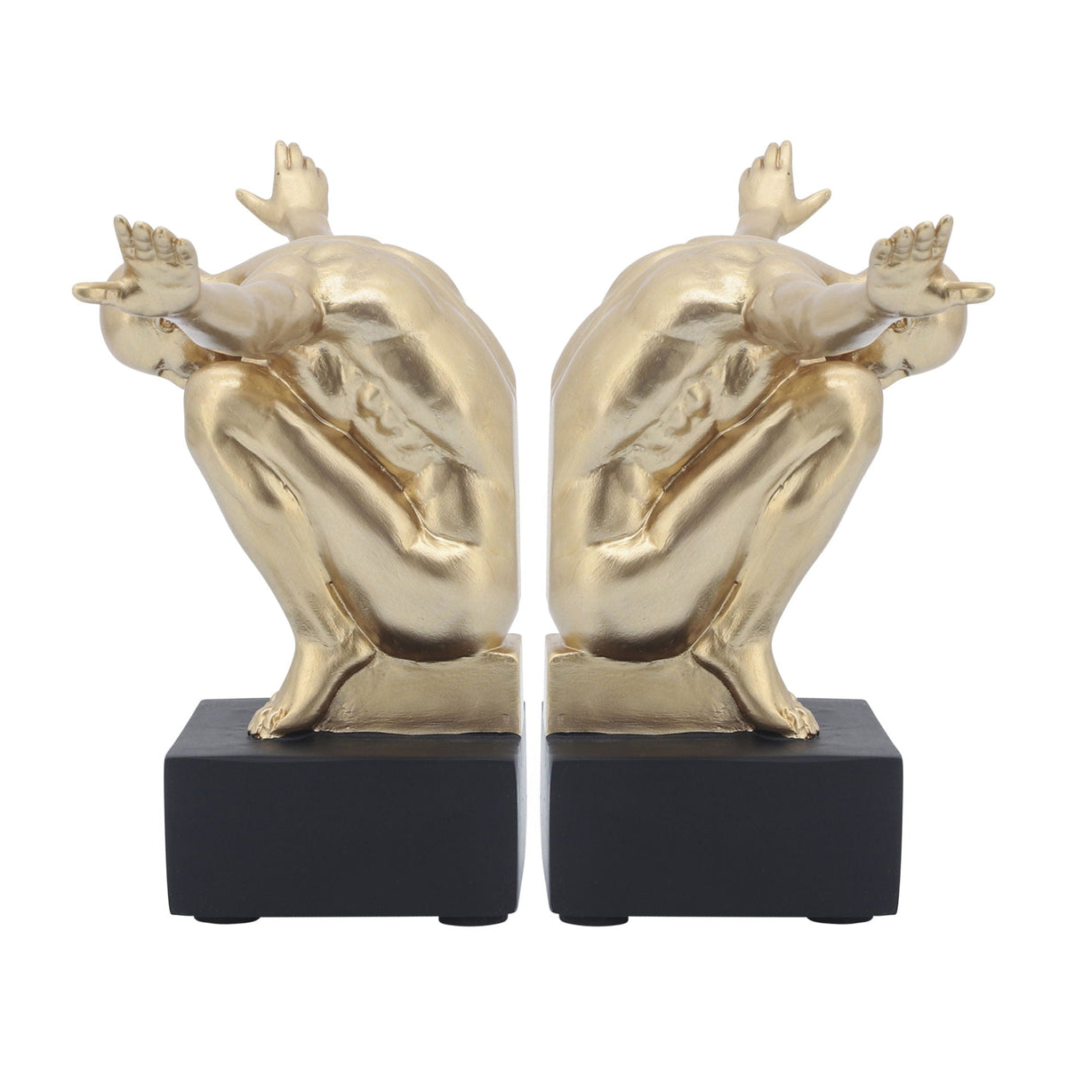 Resin Man Sculpture Bookend 6'' (Set of 2) - Gold
