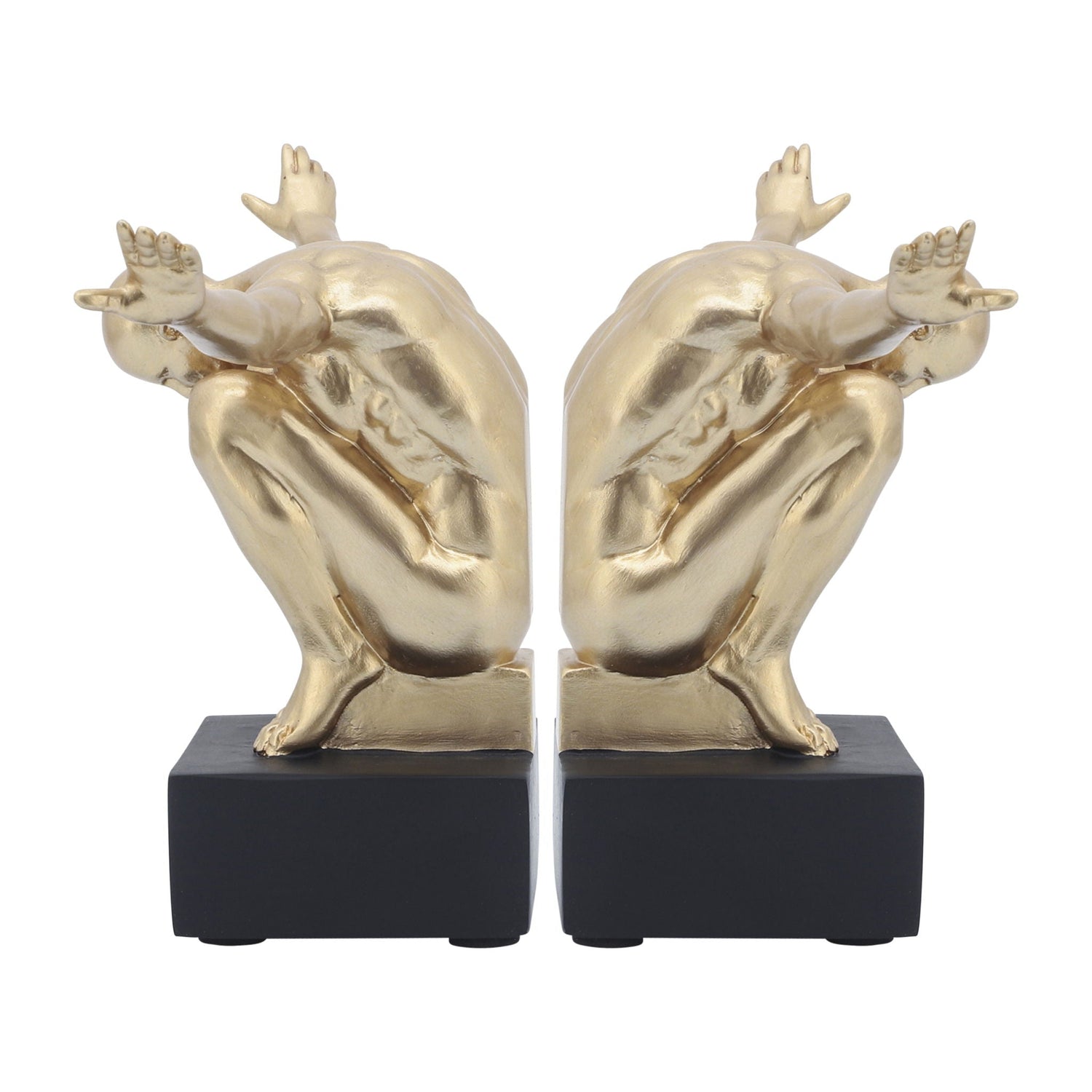 Resin Man Sculpture Bookend 6'' (Set of 2) - Gold