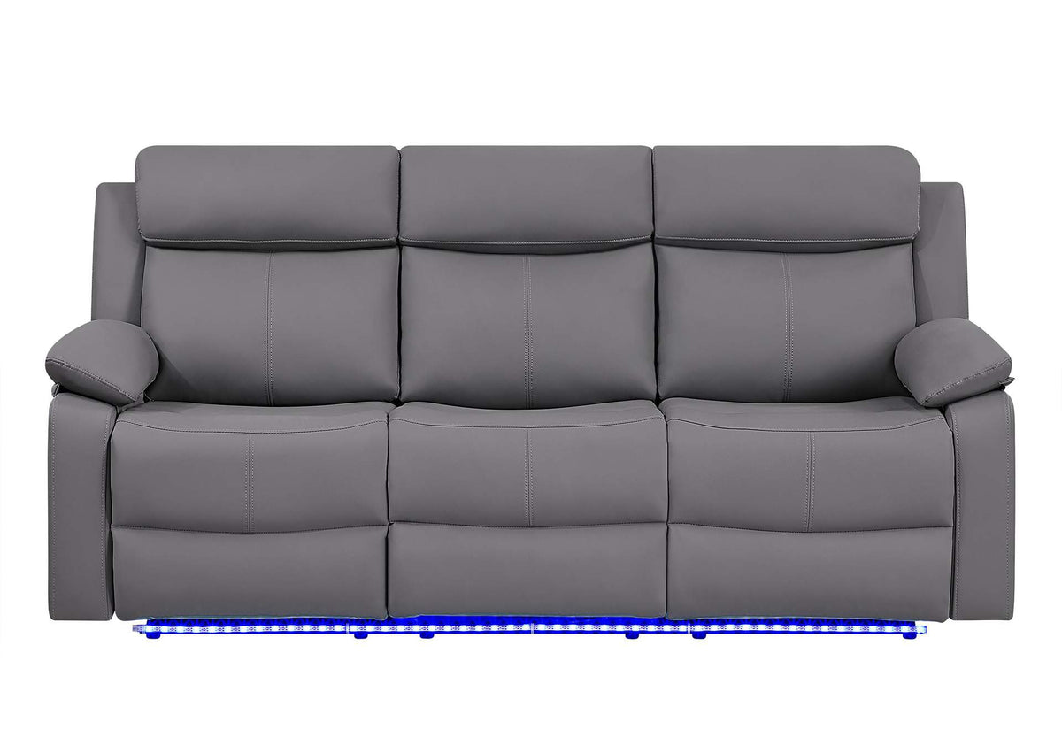 U6026-GREY_PU_46A-RS_W_LED U6026 GREY POLYURETHANE 46A RECLINING SOFA WITH LED